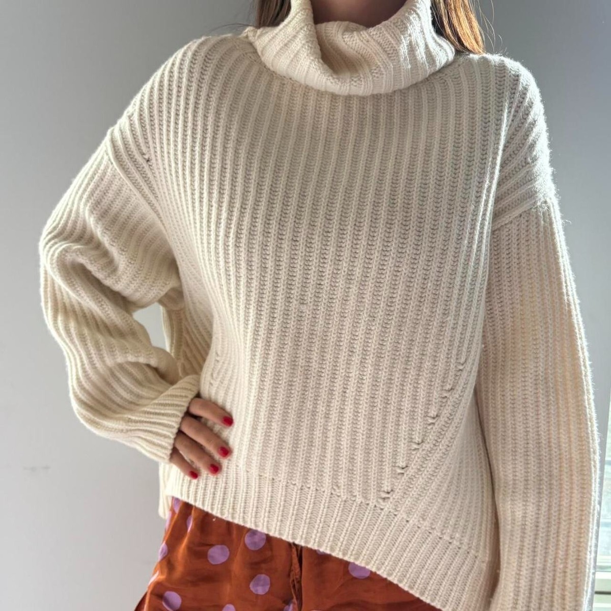 Lane Crawford house brand Equil ivory cream wool turtleneck sweater XS/S