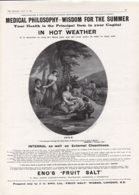 1914 ENO'S FRUIT SALT QUACK MEDICINE MEDICAL SHEEP WOOL SHEAR HEALTH  AD20203