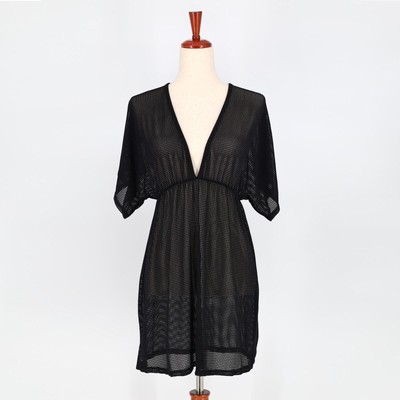 Jordan Taylor Women Black Empire Waist Beachwear Tunic Swim Cover-Up Size S