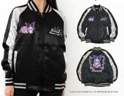 NEW Sanrio Kuromi Sukajan Jacket Black x Silver Size L