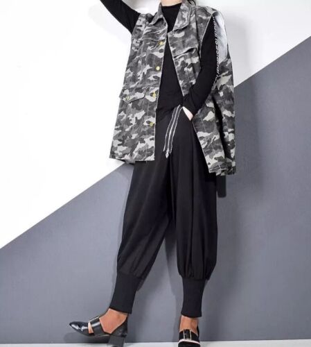 Faded Grey Denim Loose Waistcoat Jacket Rock Street Edgy Urban Arty Ladies 12 - Picture 2 of 13