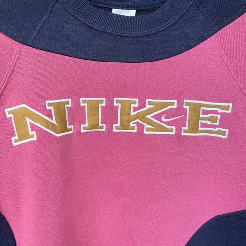 Nike Vintage Reworked Sweatshirt Jumper Embroidered Big Swoosh Blue Pink Size L - Picture 4 of 10