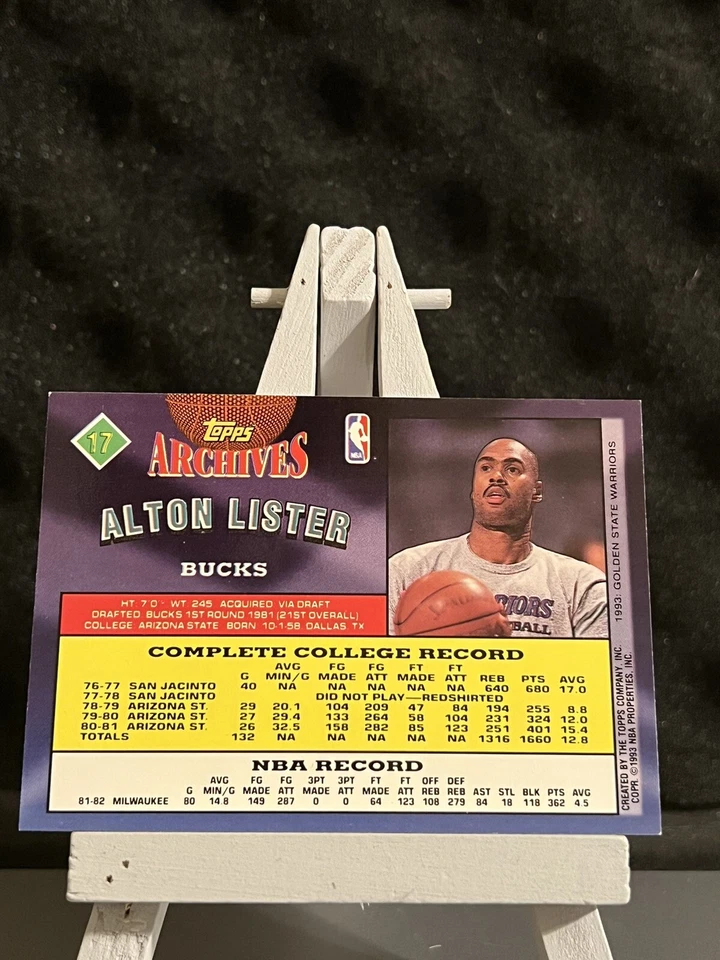 1993 Topps Archive Basketball Alton Lister  Milwaukee Bucks #17 Basketball Card - Image 2 of 2