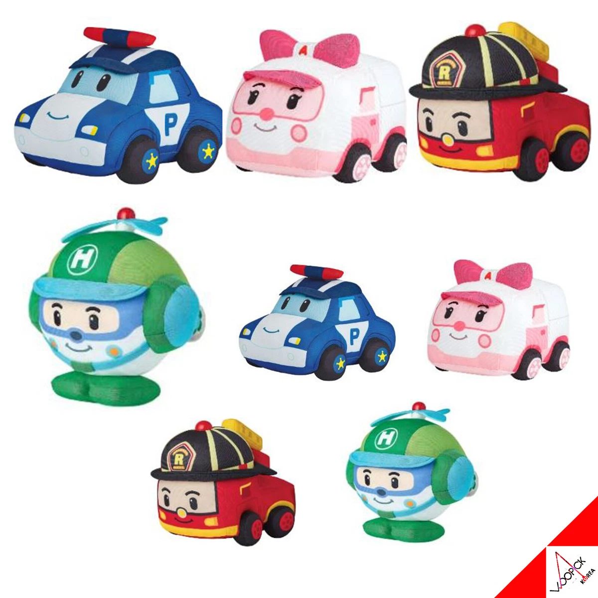 ROBOCAR POLI Season5 Big/Small 8-Type Official Plush doll-Poli Amber Roy  Heli