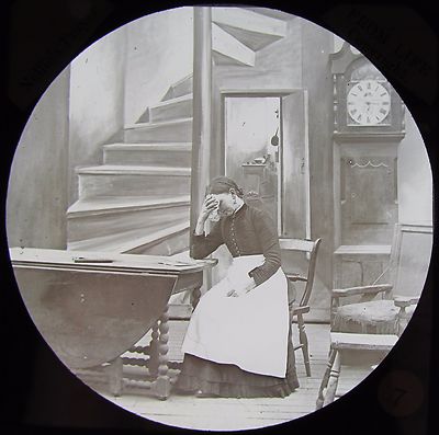 Glas magische Laterne Dia NELLIES GEBET NR7 UM 1890 FOTO VIKTORIANISCHE GESCHICHTE