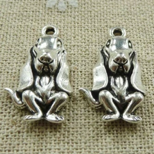 Free Ship 80 pcs tibetan silver dog charms 25x15mm L-478