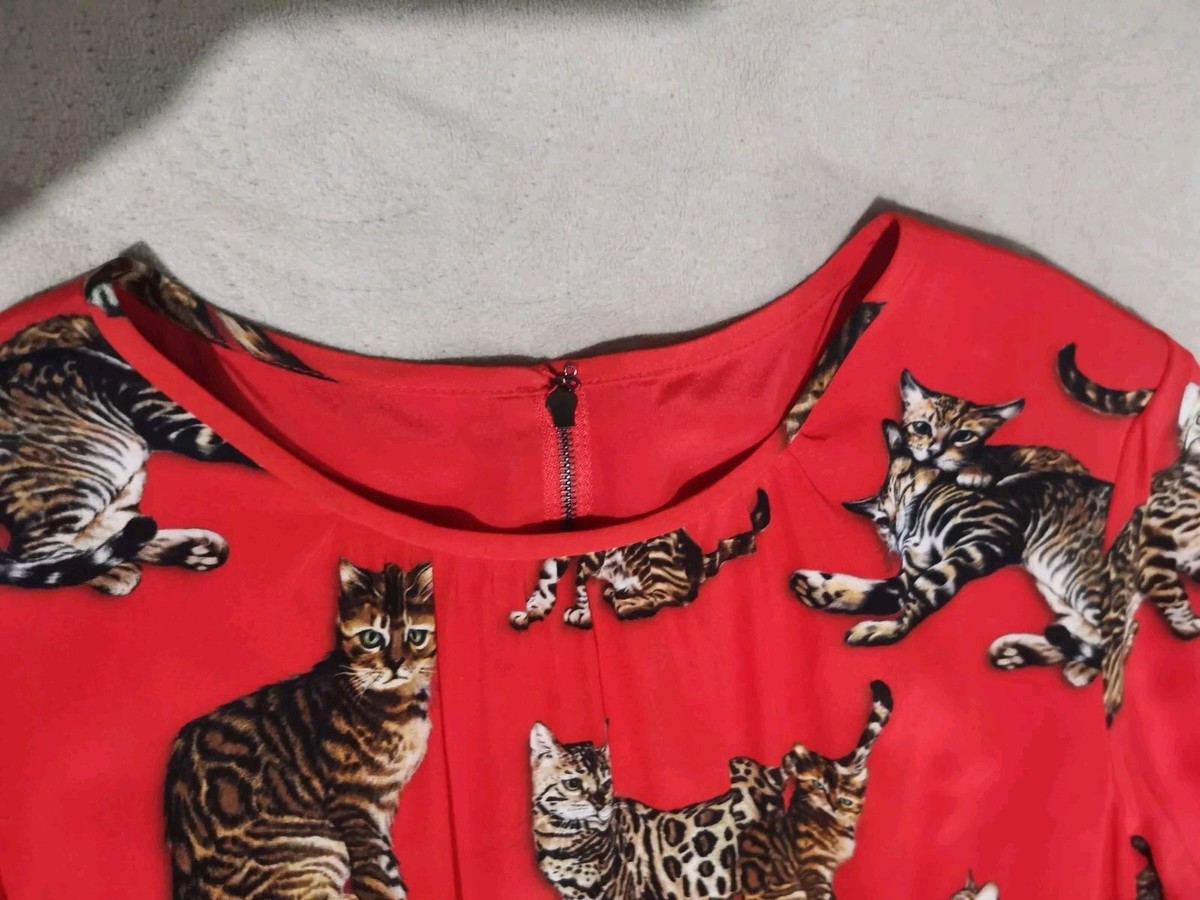 AUTH 2018 Dolce & Gabbana cats-print red silk dress 42it | eBay AUTH 2018 Dolce & Gabbana cats-print red silk dress 42it | eBay