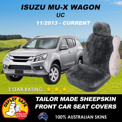 Tailored Sheepskin Car Seat Covers Isuzu MUX Wagon Charcoal Airbag