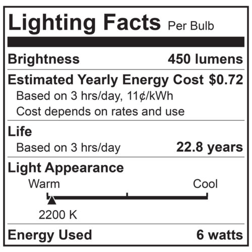 Sunlite 6Pk Warm White A19 Silverbowl LED, 6W (40W Eq.) Medium Base, Dimmable - Picture 2 of 2