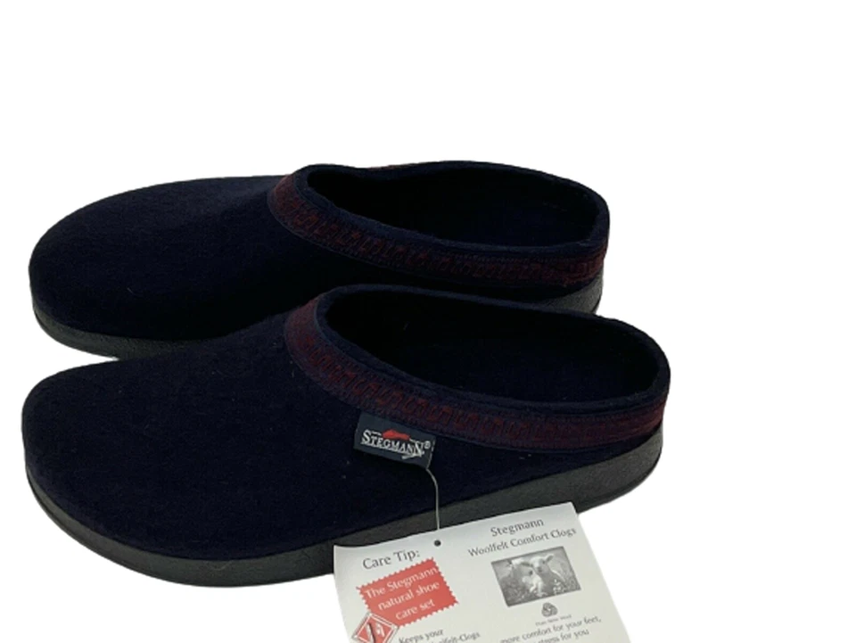 Zuecos de lana para mujer Stegmann suela de poli azul marino talla 6,5 Foto 4 de 4