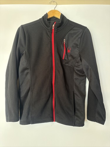 Spyder Kids Boys Black Red Full Zip Fleece Lined Jacket, Size Youth XL 18/20
