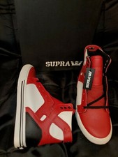 SUPRA SKYTOP KIDS SHOES BLACK WHITE RED WHITE SIZE US 5 NEW IN BOX UK 4