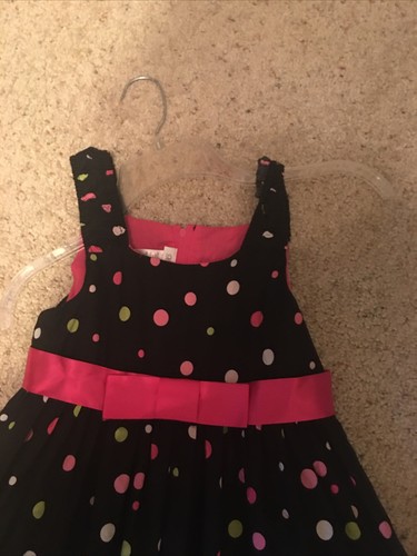 Bonnie Jean Black Pink Size 8 Cotton Sundress colored Dots Dressy LadiesW/Dogs - Picture 4 of 8