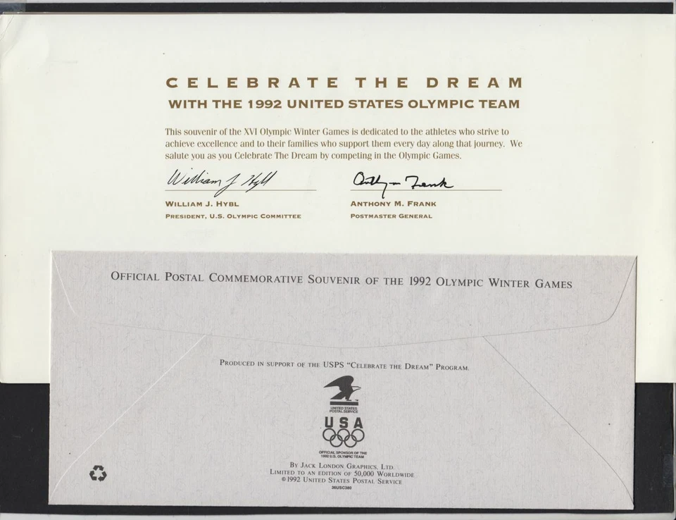 1992 Winter Olympics Sc 2611-15 2615a (5 events) USPS cachet & folder - Image 2 of 2