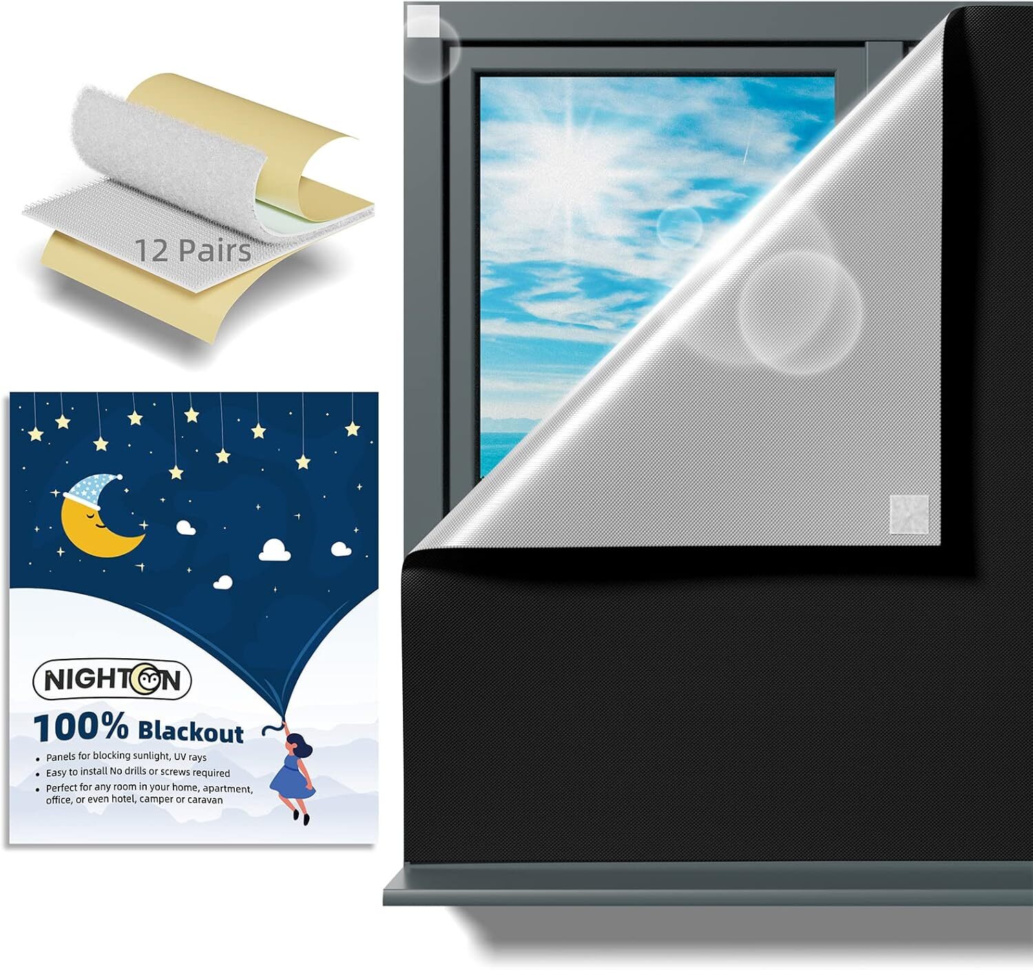 Portable 40x57 cuttable adhesive shading tape for curtains