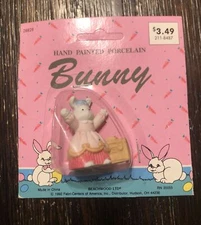 Vintage 1992 Beachwood Ltd Hand Painted Porcelain Easter Bunny Miniature Figure