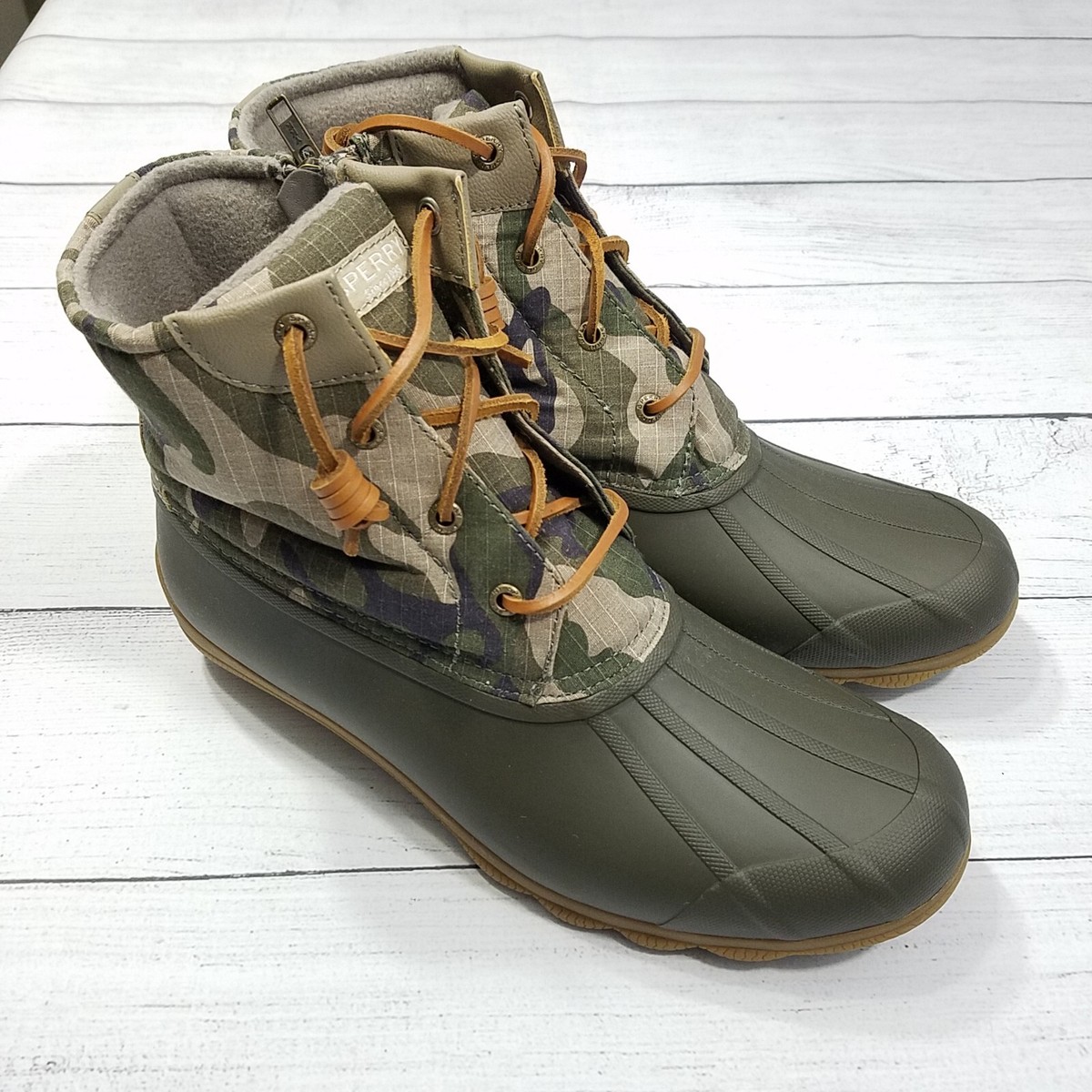 Sperry Syren Gulf Camo Duck Boots Womens Size