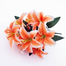 10Heads Artificial Stargazer Large Bouquet Quality Faux Silk Lily Flowers Decor