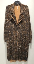 Free People Women's Brown Multi Fuzzy Animal Print Duster Cardigan Size XS