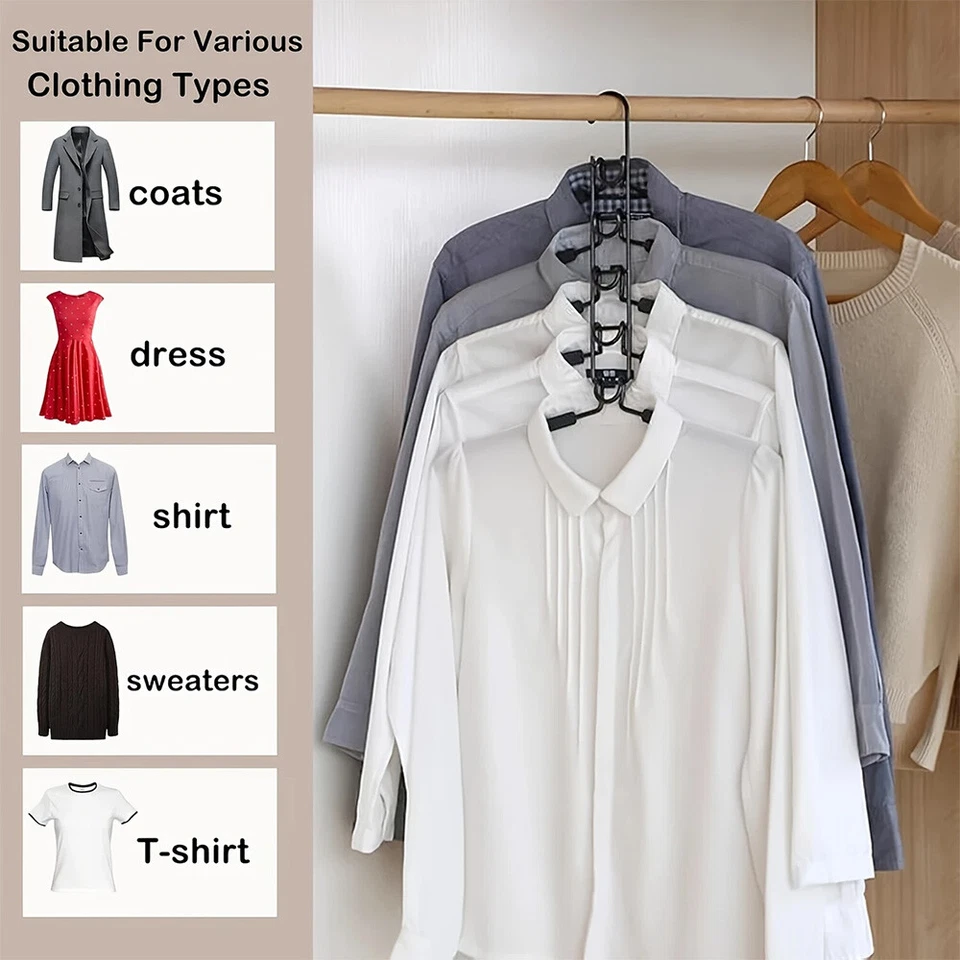 Paquete de 2/4 perchas de ropa que ahorran espacio 5 en 1 perchas de metal multicapa Foto 4 de 4