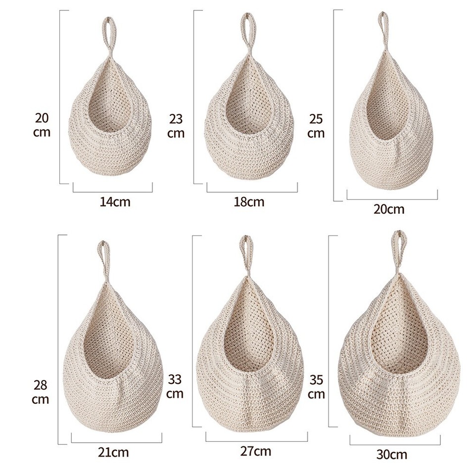 For Onions Fruits Fruit Basket Hanging Basket Handmade White With 6pcs