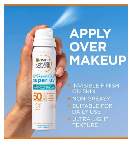 Garnier Ámbar Solar Sobre Maquillaje Super UV Protección Niebla SPF50 75 ml Nuevo - Imagen 1 de 6