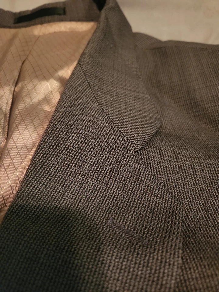 Traje Chaqueta Abrigo Fioravanti Suave Para Hombre Talla 46L Gris Negro Rayas Pecho Único Foto 4 de 4