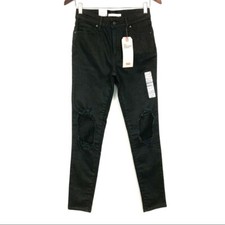 Levi s 721 High Rise Skinny Jeans Women's Size 26 Busted Knees Distressed Black