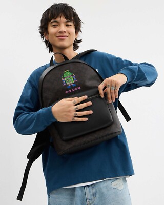NWT Coach Cosmic Coach West Backpack In Signature Canvas With