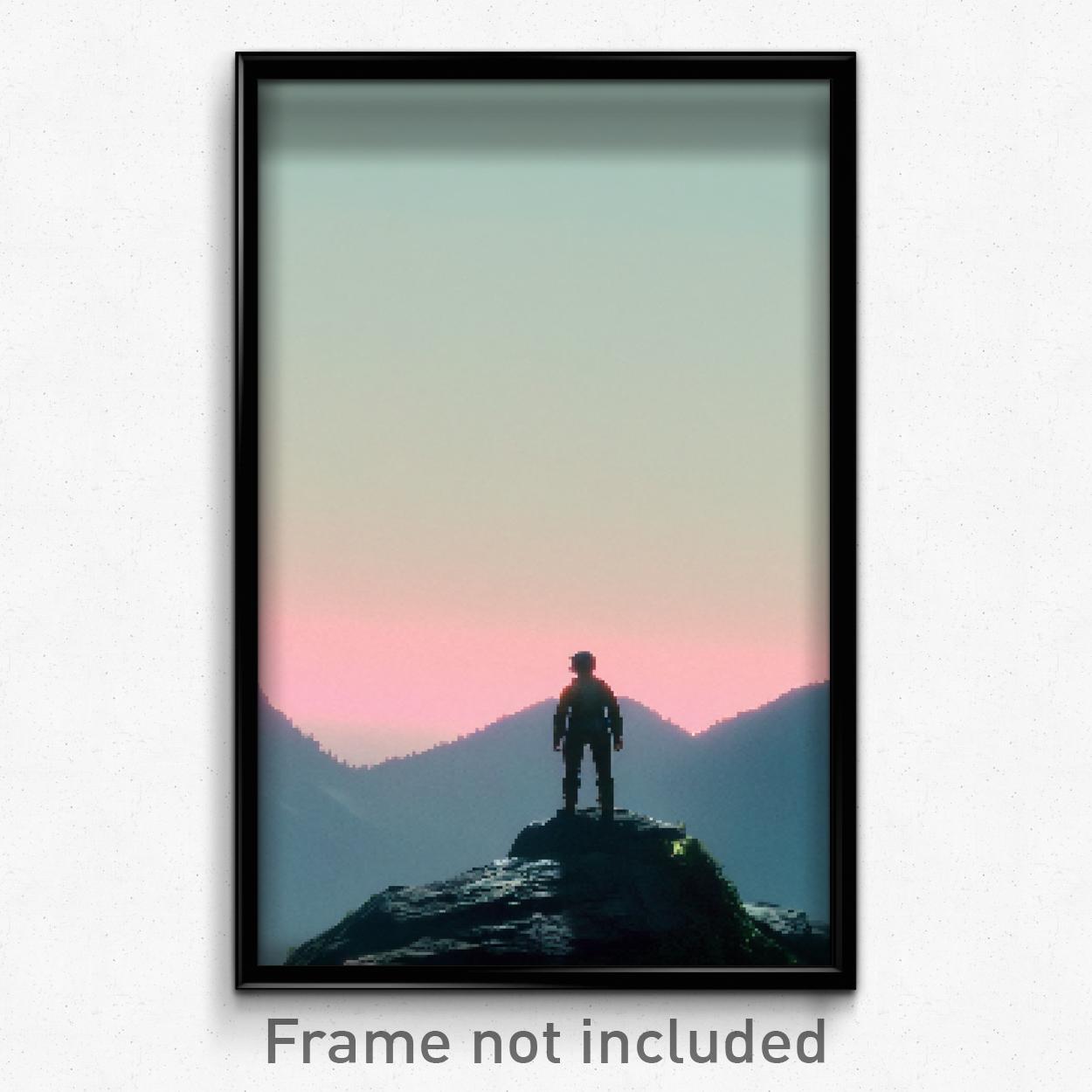 8-Bit Pixel Art Poster - Homely Summit Psychedelic Trippy Game Print