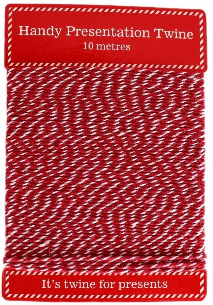 10m TWINE Red White GIFT WRAP Card Hanging CORD Presentation Display STRING