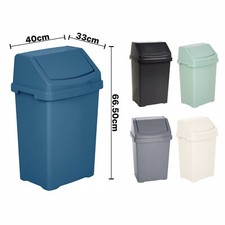 50L Plastic Waste Swing Top Bin - Kitchen - Garden - Rubbish - Dustbins