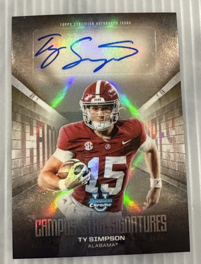 2025 Bowman Chrome U Ty Simpson Campus Star Signatures Auto Alabama SSP