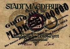 Magdeburg 500000 auf 500 Mark 1923 Nr. Senkrecht     /Adr