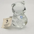 Fenton Glass March Birthday Bear Clear Glass With Blue Heart