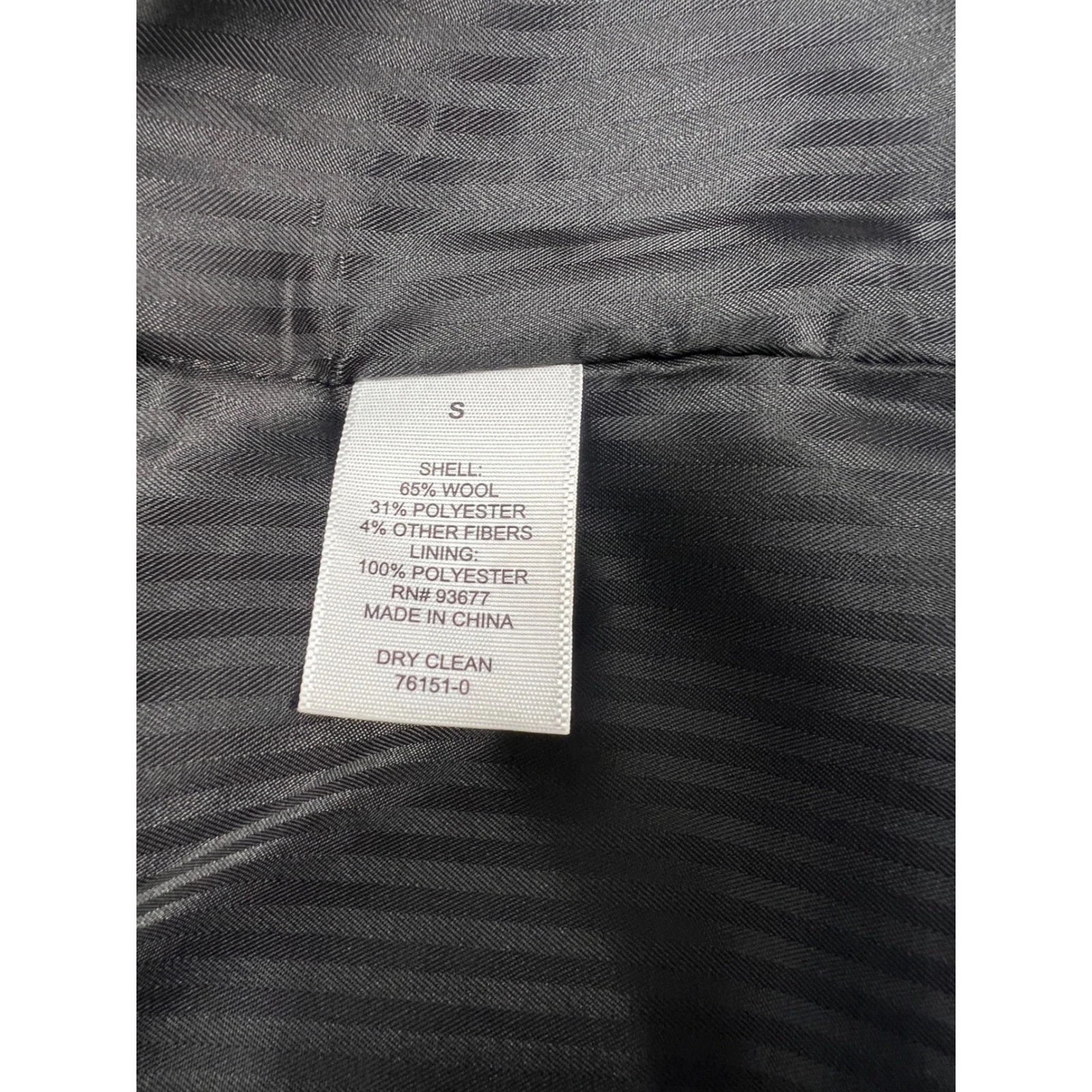 J. Ferrar Wool Blend Overcoat Mens Small Black NWT Tailored Long Jacket Lined - product detail image 4