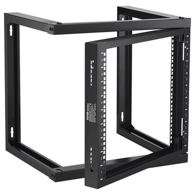 9U 19in IT Rack Wall Mount 150lb Carbon Steel Open Frame Black