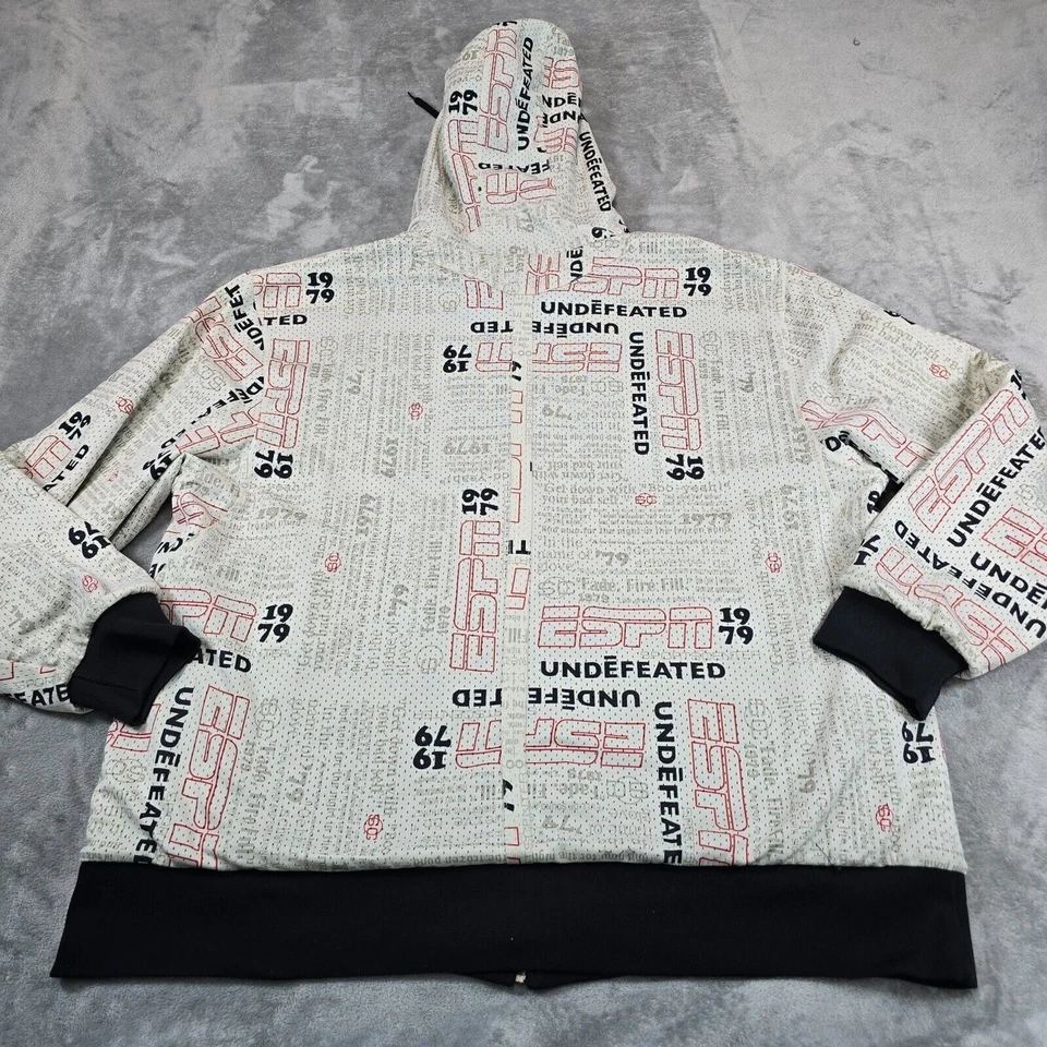 Sudadera con capucha reversible Y2K ESPN 1979 Undefeated para hombre blanca/negra deportiva talla 2XL Foto 3 de 4