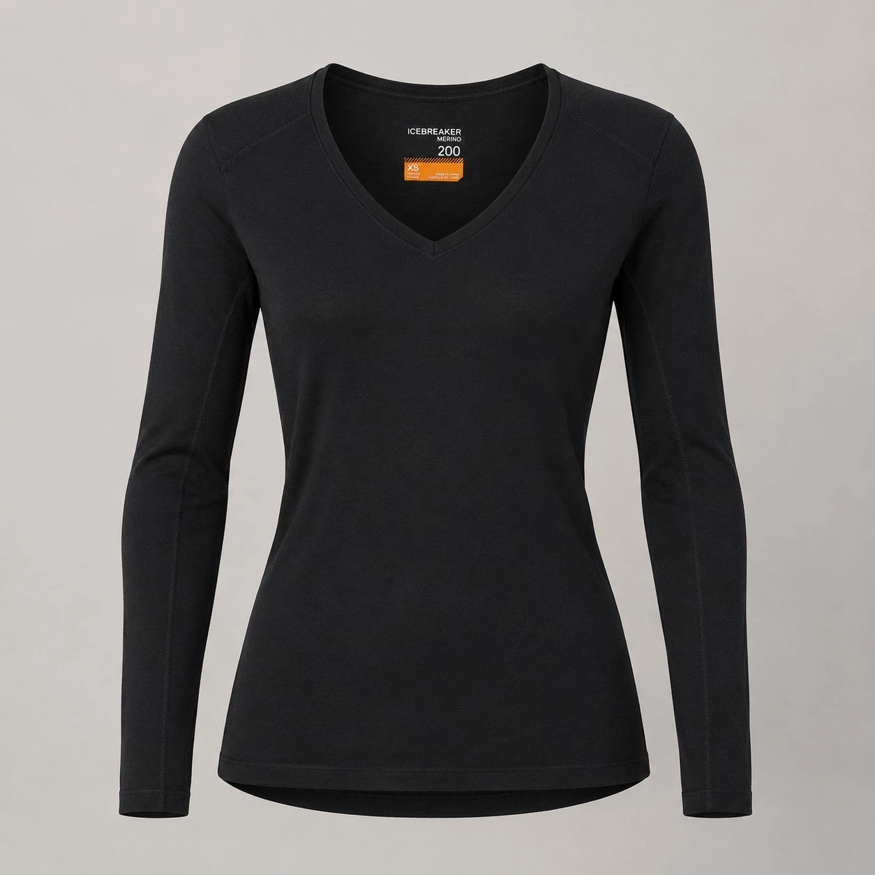 Icebreaker Merino 200 Oasis Long Sleeve V Neck Base Layer Women's Black XS NWT