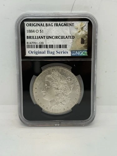 1884-O Morgan Silver Dollar Original Bag Fragment BU NGC #A101