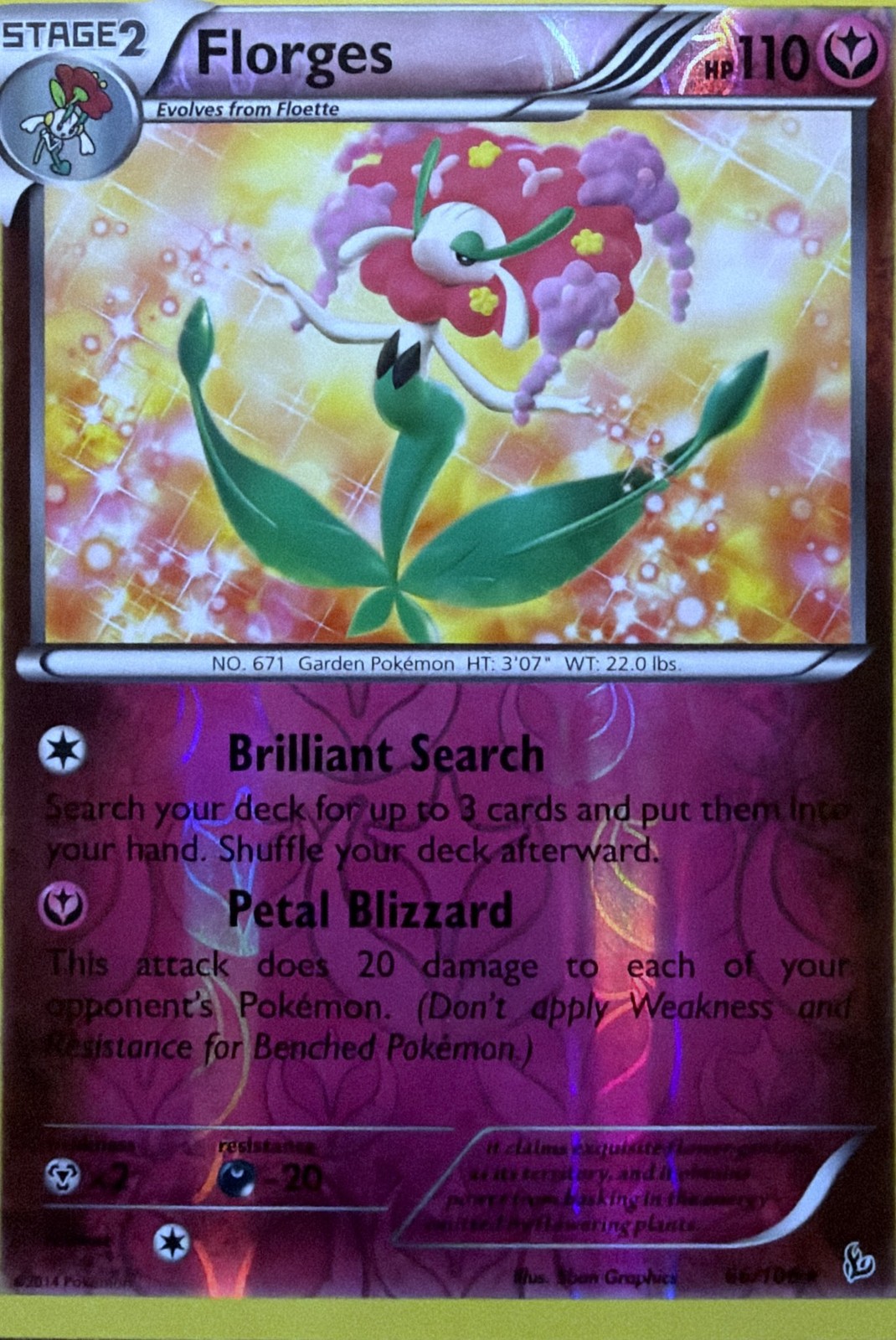 Florges Reverse Holo Holo Rare XY - Flashfire 66/106 NM