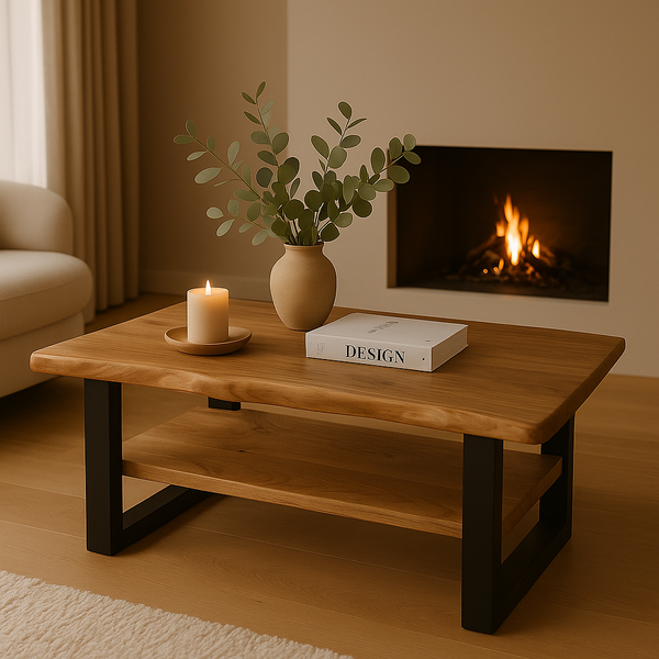 Couchtisch Baumkante 115 X 65 Cm Akazie Massiv + Naturfarben Schwarz Patrick-image