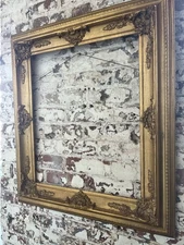 VTG Ornate Gold Gilt Baroque Rococo Carved Raised Wood Photo Art Frame For 20x24