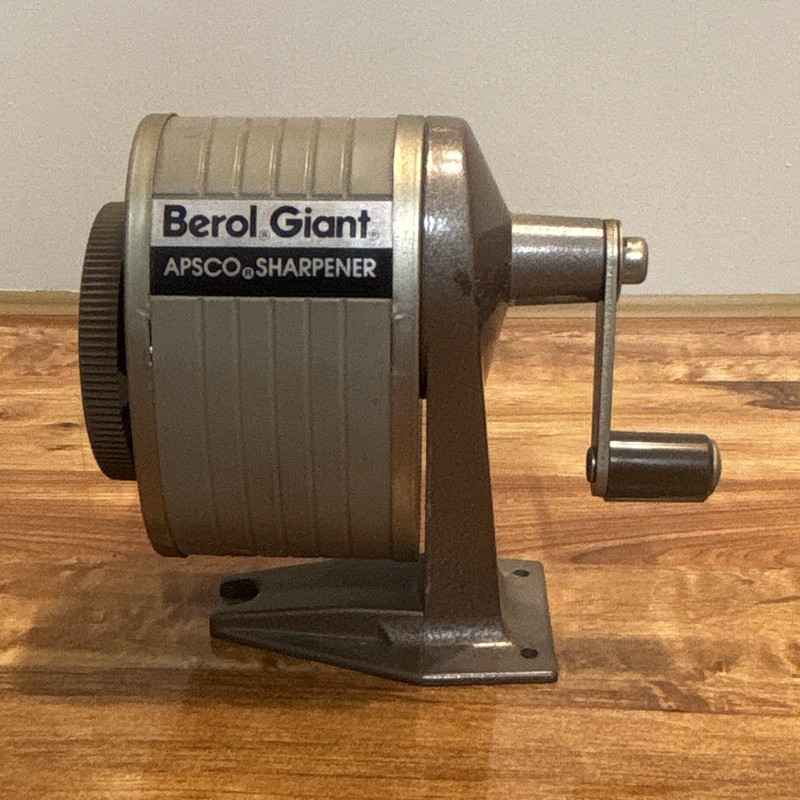 Berol Giant APSCO Metal Hand Crank Pencil Sharpener Desktop Mount