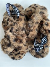 Steve Madden Women's Faux Fur Slippers Size 7 Leopard Animal Print NWOB Slipper