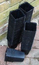110, used, 9 cm, Black, Strong, Square Plastic Plant Flower Nursery Pots