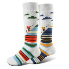 Ski Socks Kids Winter Warm Thermal Snow Socks, Small 2 Pack  Blue green 