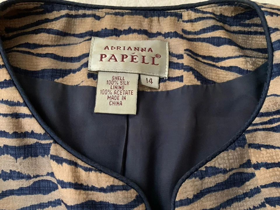 Traje falda seda vintage de dos piezas Adrianna Papell para mujer talla 14 Foto 3 de 4