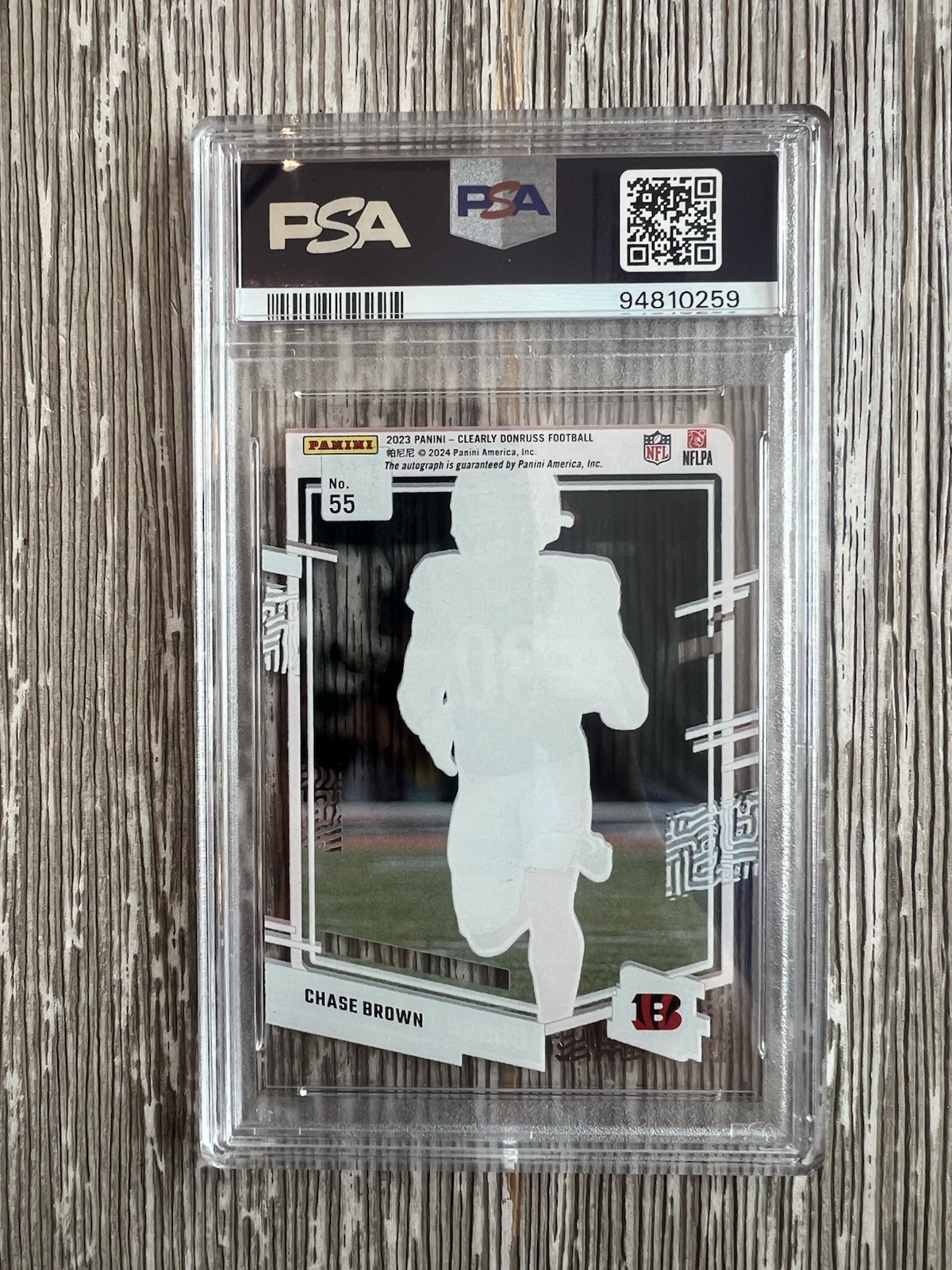 2023 Panini Clearly Mosaic SP Donruss - Chase Brown #55 Autographs PSA 10 view 2
