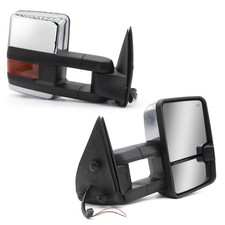 Pair Tow Mirrors Power Heated Fit 2001 2002 Gmc Sierra 1500 2500 3500 Chrome